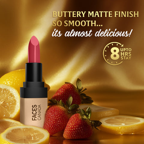 FACES CANADA Comfy Matte Velvet Touch Lipstick - Pink Lemonade 05, 4.2 gm | Velvety Matte Finish | 8HR Longstay | Intense Colour | Hydrating Lips | Smooth Application | Foodproof & Crackproof