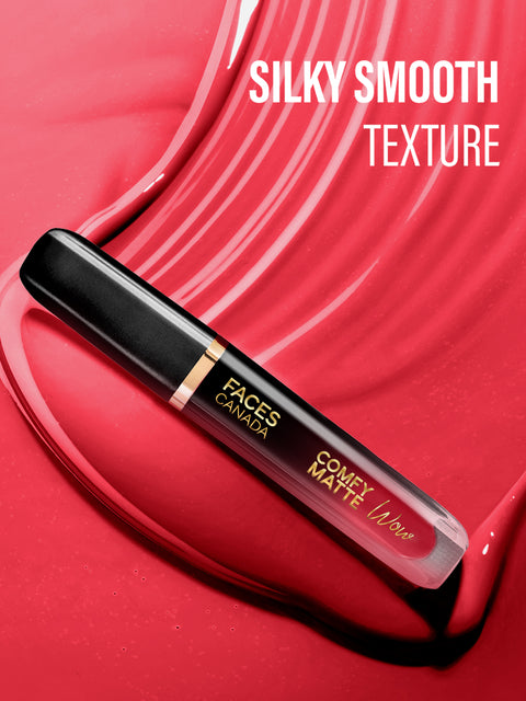Faces Canada Comfy Matte Wow Liquid Lipstick Ruby Rouge 03, (3.8 ml) | One Swipe Application | Highly Pigmented | Comfortable Wear | Glides Smoothly | Long Lasting | Transferproof