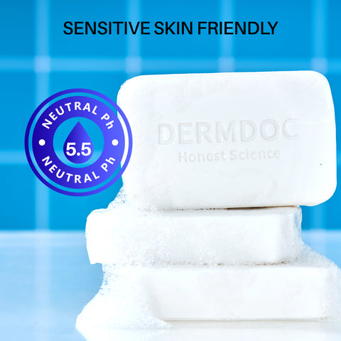 DERMDOC 0.5% Glutathione Cleansing Soap Bar (75 gm) | Soap Free Formula | Sensitive Skin Friendly | Skin Brightening | Gentle & Non-Drying