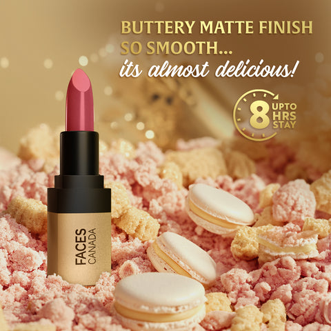FACES CANADA Comfy Matte Velvet Touch Lipstick - Pink Biscoff 03, 4.2 gm | Velvety Matte Finish | 8HR Longstay | Intense Colour | Hydrating Lips | Smooth Application | Foodproof & Crackproof