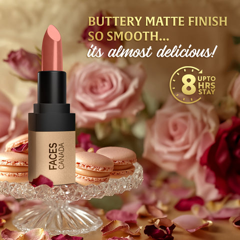 FACES CANADA Comfy Matte Velvet Touch Lipstick - Rose Macaron 09, 4.2 gm | Velvety Matte Finish | 8HR Longstay | Intense Colour | Hydrating Lips | Smooth Application | Foodproof & Crackproof