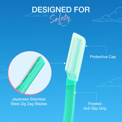 Good Vibes Glow Wand Facial Razor Pack of 4 for Women | Instant & Painless Hair Removal | Shaving for Upper Lip Chin Sideburns & Eyebrows | Smooth Hair-Free Skin | Dermaplaning & Exfoliation | Gentle & Slip-Proof | Suitable for Sensitive Skin