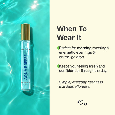 Good Vibes Aqua Breeze Eau de Parfum – Lime & Sea Breeze Notes | Fresh Aquatic Perfume | Light, Clean & Breezy Scent | Long-Lasting up to 10 Hours | Everyday Refreshing Pocket Perfume for Men & Women – 15 ml