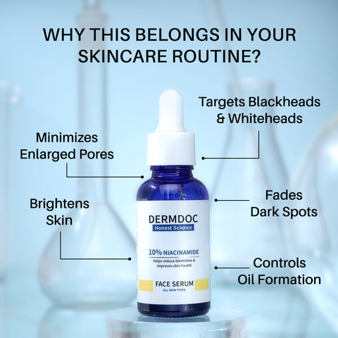 DERMDOC by Purplle 10% Niacinamide Face Serum (15 ml) | Skin Brightening | Fades Dark Spots| Niacinamide Face Serum I Niacinamide for Oily Skin
