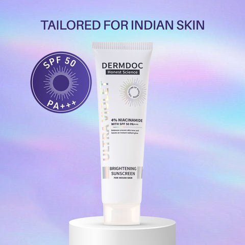DERMDOC 4% Niacinamide Ultra Violet Brightening Sunscreen (30 gm) | PA+++ | Sunblock I Sunscreen for Oily Skin I UV Protection