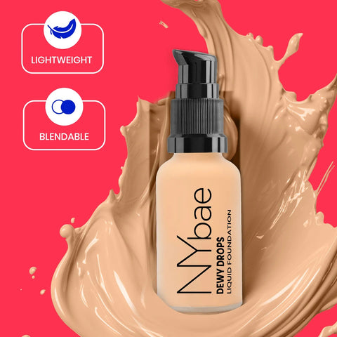NY Bae Dewy Drops Foundation - Latte 02 (30 ml) | Fair Skin | Warm Undertone | Full Coverage | Long Lasting | Non-Transfer