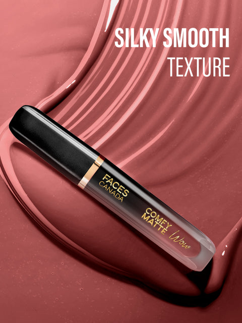 FACES CANADA Comfy Matte Wow Liquid Lipstick Nude Nectar 08, (3.8 ml)| One Swipe Application | Highly Pigmented | Comfortable Wear | Glides Smoothly | Long Lasting | Transferproof