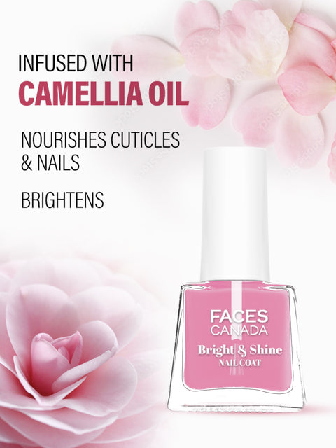FACES CANADA Bright & Shine Nail Coat, 5 ml | Protects & Strengthens Nails | Camellia Oil & Veg Keratin | Nourishes Cuticles | Brighter Nails | Cruelty-free