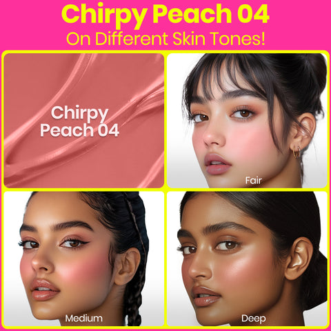 NY Bae Dewy Creme Blush – Chirpy Peach 04 (5.5 ml) | Liquid Blush