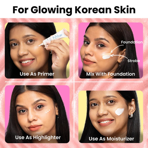 NY Bae PRO Strobe Cream - Pink Topaz (30 gm) | Primer + Highlighter + Moisturizer | Dewy Makeup | Glowing Korean Skin | Value Pack | Best Suited For Normal To Dry Skin