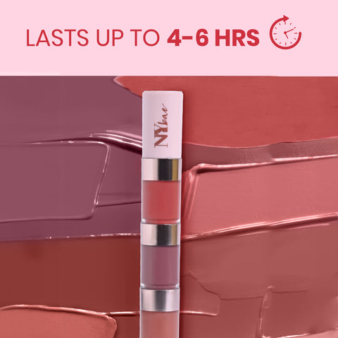 NY Bae 4 IN 1 Lip Play Liquid Lipstick - Nude Tease (4 ml) | Matte Lips | Super Pigmented | Multi-Use | Nude & Brown Shades | Travel Kit