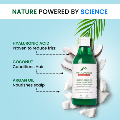 Alps Goodness Coconut, Argan Oil & Hyaluronic Acid Hydrating & Nourishing Shampoo for Dry Hair (290 ml)
