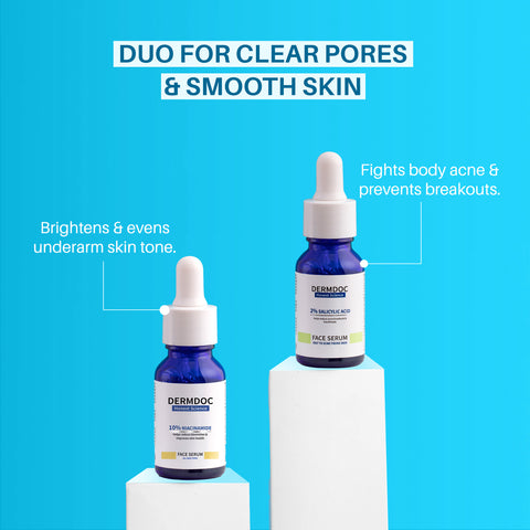 DERMDOC Pore Care Kit | 2% Salicylic Acid Face Serum (15 ml) | 10% Niacinamide Face Serum (15 ml) | Combo of 2