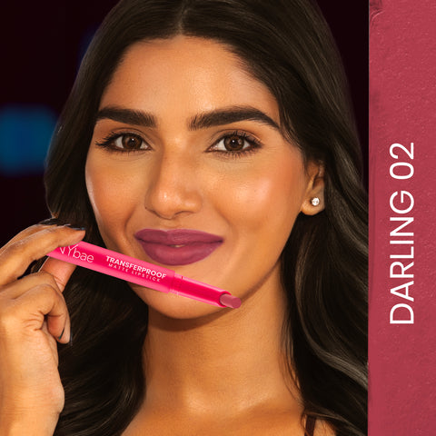 NY Bae Transfer-proof Matte Crayon Lipstick – Darling 02 - 2 gm Creamy & Moisturizing | Vitamin E | Feather Light Texture | 12 shades for all Indian skin tones | Smudge Proof | Retractable Easy to Use | Smooth Application | 8 hrs+ Long Lasting