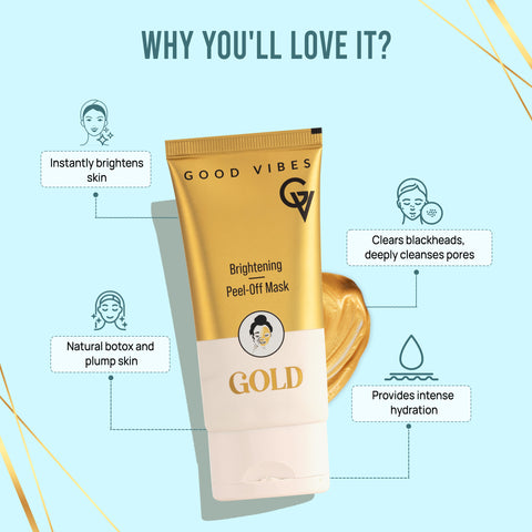 Good Vibes New & Improved Gold Brightening Peel Off Mask with Instant Brightening Instant Firming and Natural Botox Effect (50 gm)