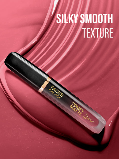 FACES CANADA Comfy Matte Wow Liquid Lipstick Mauve Majesty 02, (3.8 ml) | One Swipe Application | Highly Pigmented | Comfortable Wear | Glides Smoothly | Long Lasting | Transferproof