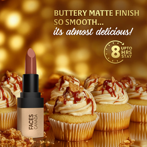 FACES CANADA Comfy Matte Velvet Touch Lipstick - Toffee Drizzle 08, 4.2 gm | Velvety Matte Finish | 8HR Longstay | Intense Colour | Hydrating Lips | Smooth Application | Foodproof & Crackproof