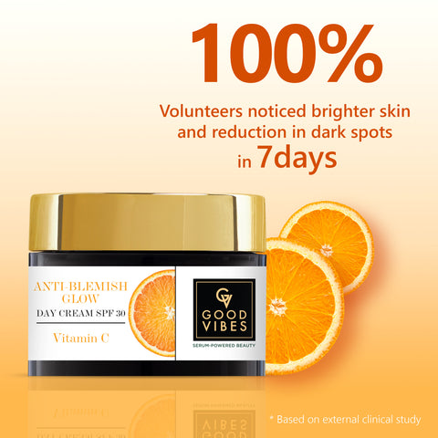 Good Vibes Anti-Blemish Glow Vitamin C Day Cream SPF 30 With Power Of Serum | Spotless, Brightening, Depigmentation (50 gm)