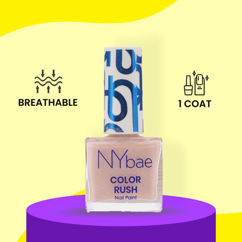NY Bae Color Rush Nail Paint - Pink Pearl 37 (5.6 ml) | Chip Resistant | Long Lasting | Quick Dry | Gel Nail Polish