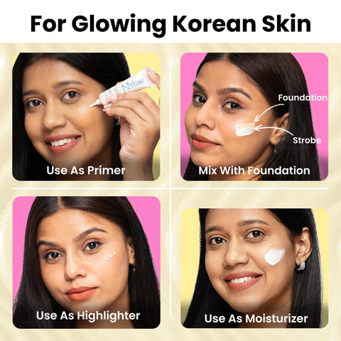 NY Bae PRO Strobe Cream - Gold Sapphire (12 gm) | Primer + Highlighter + Moisturizer | Dewy Makeup | Glowing Korean Skin | Best Suited For Normal To Dry Skin