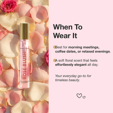 Good Vibes Rose Blush Eau de Parfum – Rose & Vanilla Musk | Soft Floral Perfume | Romantic, Elegant & Sweet Scent | Long-Lasting up to 10 Hours | Travel-Friendly Feminine Pocket Perfume for Women – 15 ml