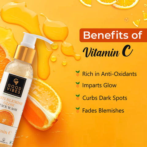 Good Vibes Anti Blemish Glow face Wash Vitamin C | Brightening, Skin Illuminating (120 ml)