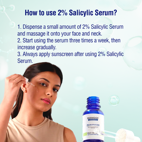 DERMDOC 2% Salicylic Acid Face Serum (30ml) | For Blackheads & Whiteheads | Targets Active Acne | Calms Irritation & Unclogs Pores