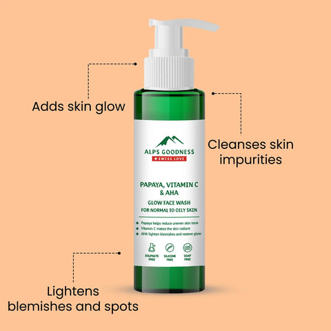 Alps Goodness Vitamin C Glow Face Wash for Normal to Oily Skin with Papaya & AHA (100 ml)