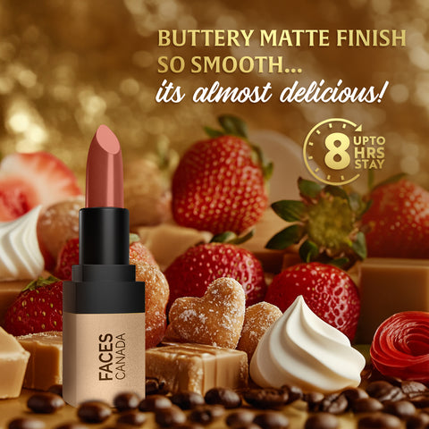 FACES CANADA Comfy Matte Velvet Touch Lipstick - Mocha Mousse 14, 4.2 gm | Velvety Matte Finish | 8HR Longstay | Intense Colour | Hydrating Lips | Smooth Application | Foodproof & Crackproof