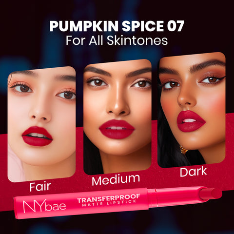NY Bae Transfer-proof Matte Crayon Lipstick – Pumpkin Spice 07 - 2 gm Creamy & Moisturizing | Vitamin E| Feather Light Texture | 12 shades for all Indian skin tones | Smudge Proof | Retractable Easy to Use | Smooth Application | 8 hrs+ Stay