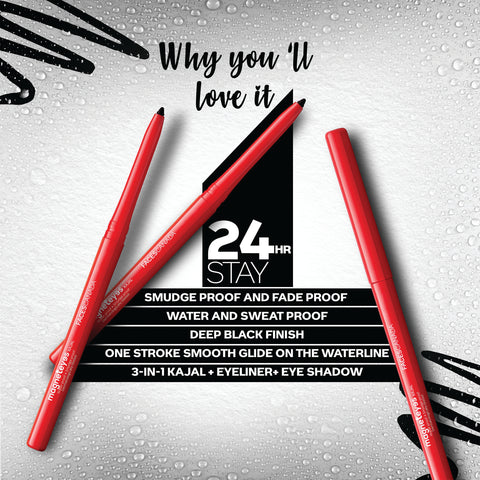 FACES CANADA Magneteyes Kajal Duo Pack - Black, (0.35 gm x 2) | 24HR Long Stay | One Stroke Smooth Glide | Waterproof, Smudgeproof & Fadeproof | Almond Oil & Vitamin E