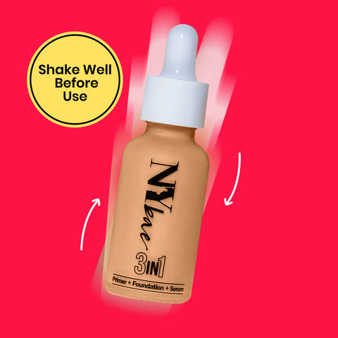 NY Bae 3 IN 1 Serum Foundation - Warm Cashew 03 (30 ml) | Infused with Primer | Moisturising I Glowing Korean Skin I Celeb Glow | Dewy Makeup | Evens Skin Tone | Ultra Glow