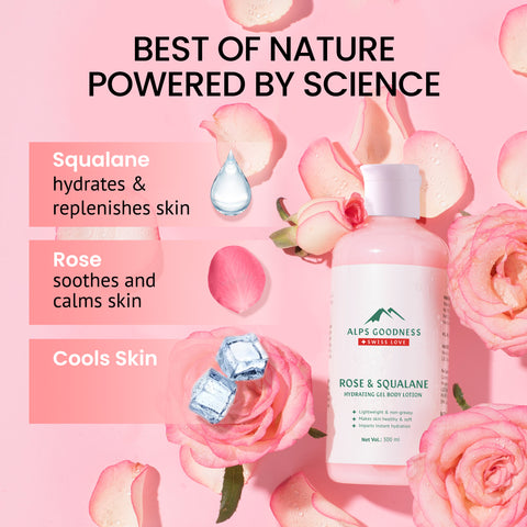 Alps Goodness Rose & Squalane Hydrating Gel Body Lotion (300 ml) |Top Rated Best Body Lotion | Lightweight | Sulphates FreeA Paraben Free & Cruelty Free | Vegan