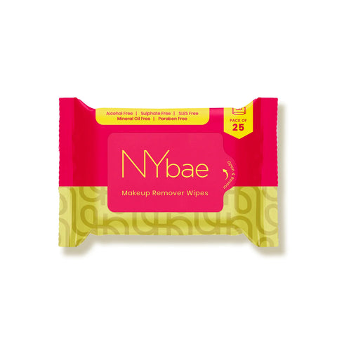 NY Bae Makeup Remover Wipes - Pack of 25 | Cleansing Facial Wipes | Refreshing | Alcohol Free | Sulphate Free | Compact | Travel Friendly