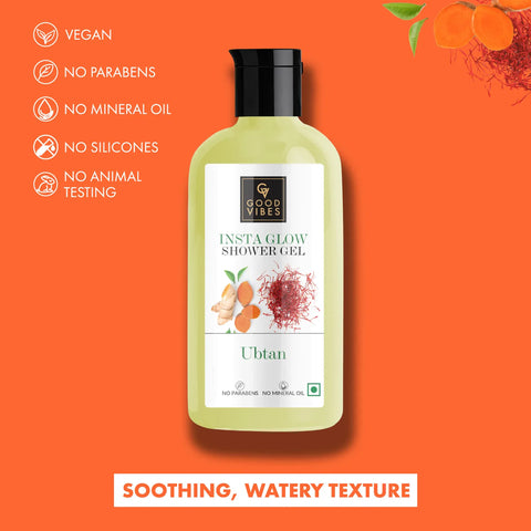 Good Vibes Ubtan Insta Glow Shower Gel | (Body Wash) For Glowing Skin | (300 ml)