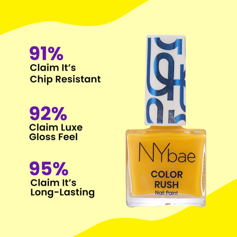 NY Bae Color Rush Nail Paint - Yellow Fever 03 (5.6 ml) | Chip Resistant | Long Lasting | Quick Dry | Gel Nail Polish