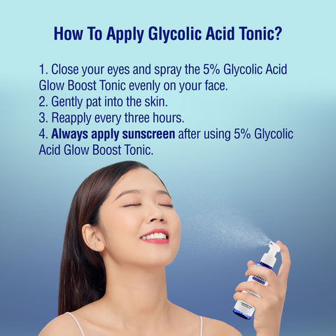DERMDOC 5% Glycolic Acid Glow Boost Tonic (100 ml) | Toner For Glowing Skin | Gentle Exfoliation | Precision Spray Bottle | Skin Brightening
