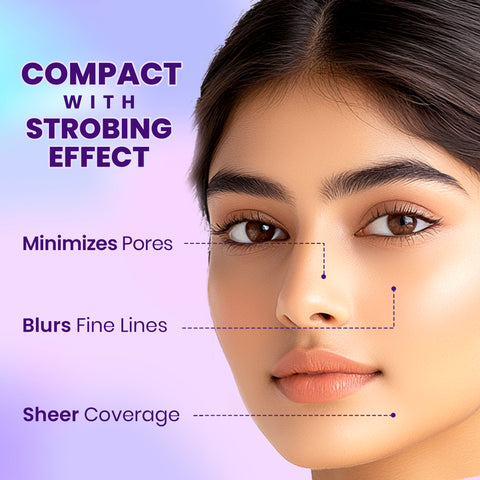 NY Bae Strobe Glow Compact Powder – Soft Pink 01 (8.5 gm) Fair-Medium Skin Tone | Highlighter + Compact | 10 Hrs+ Oil Control | Matte Glow | Shimmer Infused | Soft Powder Puff + Built-In Mirror |