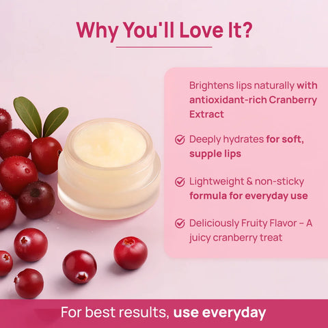 Good Vibes Cranberry Brightening Lip Balm | New & Improved| Ideal for Chapped & Pigmented lips | Brightens lips (5.5 gm)