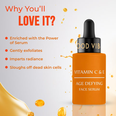 Good Vibes Vitamin C & E Age Defying Face Serum | Boost skin elasticity (30 ml)