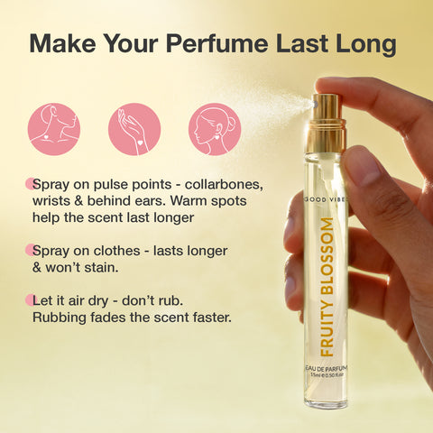 Good Vibes Fruity Blossom Eau de Parfum – Passionfruit & Peony | Fruity Floral Perfume | Fresh, Playful & Uplifting Scent | Long-Lasting up to 10 Hours | Travel-Friendly Pocket Perfume for Women & Girls – 15 ml