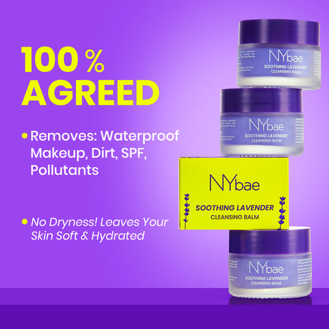 NY Bae Soothing Lavender Cleansing Balm (40 gm) | Makeup Remover Balm | Face Cleanser | Lavender | Micellar Water | Double Cleansing | Non-Drying | Melts Makeup