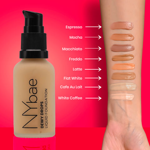 NY Bae Dewy Drops Foundation - Cafe Au Lait 9 (30 ml) | Very Fair Skin | Warm Undertone | Full Coverage | Long Lasting | Non-Transfer