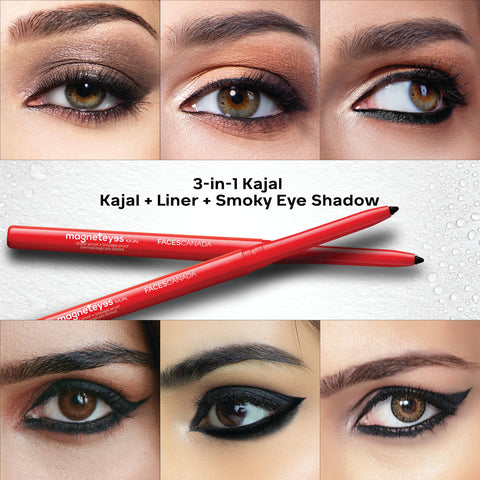 FACES CANADA Magneteyes Kajal - Black, 0.35g | 24HR Long Stay | One Stroke Smooth Glide | Waterproof, 0.35 gm