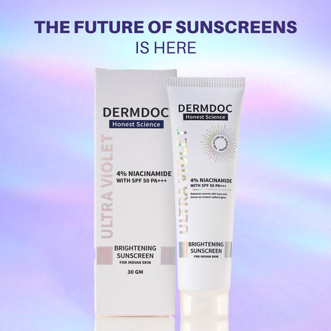 DERMDOC 4% Niacinamide Ultra Violet Brightening Sunscreen (30 gm) | PA+++ | Sunblock I Sunscreen for Oily Skin I UV Protection