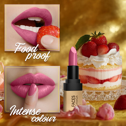 FACES CANADA Comfy Matte Velvet Touch Lipstick - Strawberry Shortcake 10, 4.2 gm | Velvety Matte Finish | 8HR Longstay | Intense Colour | Hydrating Lips | Smooth Application | Foodproof & Crackproof