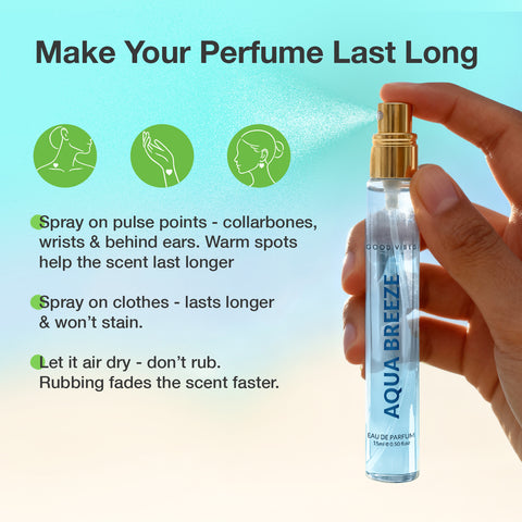 Good Vibes Aqua Breeze Eau de Parfum – Lime & Sea Breeze Notes | Fresh Aquatic Perfume | Light, Clean & Breezy Scent | Long-Lasting up to 10 Hours | Everyday Refreshing Pocket Perfume for Men & Women – 15 ml