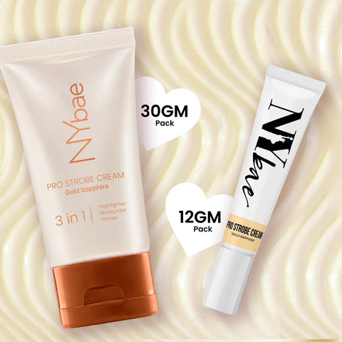 NY Bae PRO Strobe Cream - Gold Sapphire (12 gm) | Primer + Highlighter + Moisturizer | Dewy Makeup | Glowing Korean Skin | Best Suited For Normal To Dry Skin