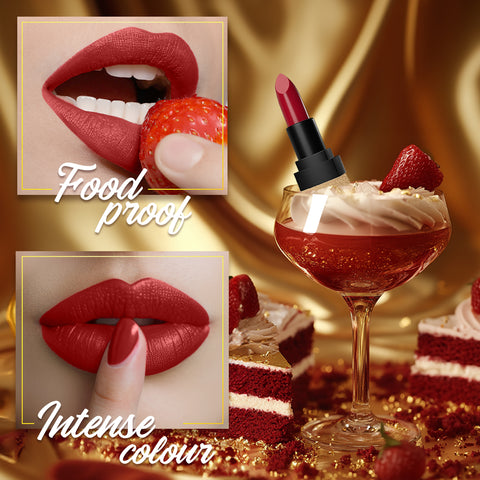 FACES CANADA Comfy Matte Velvet Touch Lipstick - Red Velvet Cake 01, 4.2 gm | Velvety Matte Finish | 8HR Longstay | Intense Colour | Hydrating Lips | Smooth Application | Foodproof & Crackproof