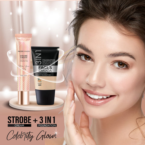 FACES CANADA Strobe Cream Mini- Rose Gold, (18 gm) | Primer + Highlighter + Moisturizer | Shea Butter & Hyaluronic Acid | Intense Hydration | Flawless Radiant Dewy Skin | Illuminating & Glowing Makeup Base